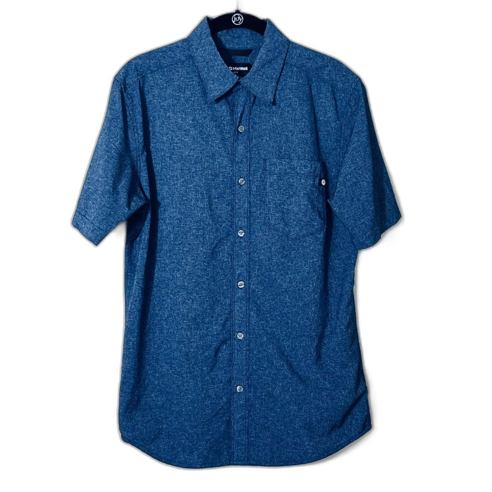 MARMOT Men's Blue Outdoor Hiking Performance Short Shirt Small Button Down